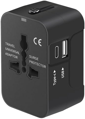 Universal Travel Adapter with USB-C – All-in-One International Power Plug (US/EU/UK/AU)